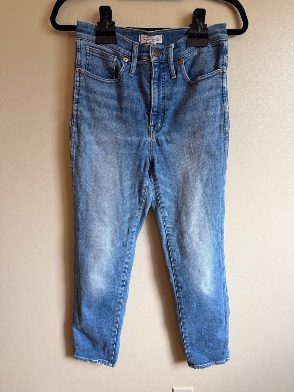 Madewell Stovepipe Jeans 27 High Rise Straight Leg Crop Light Wash Denim Stretch
